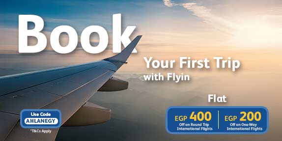 New to Flyin? Your First Flight, EGP 400 Off.